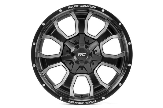 Rough Country 93209012 Rough Country 93 Series Wheel | One-Piece | Machined Black | 20x9 | 6x5.5/6x135 | 0mm