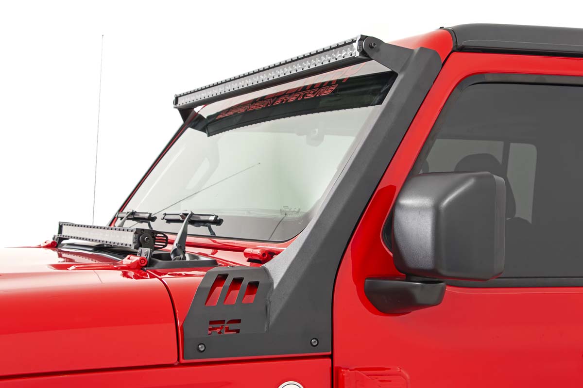 Rough Country 70068 LED Light Kit | Windshield | 50" BLK Dual Row | Amber DRL | Jeep Gladiator JT/Wrangler JL (18-25)