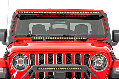 Rough Country 70069 LED Light Kit | Windshield Mount | 50" BLK Dual Row | Jeep Gladiator JT/Wrangler JL (18-25)
