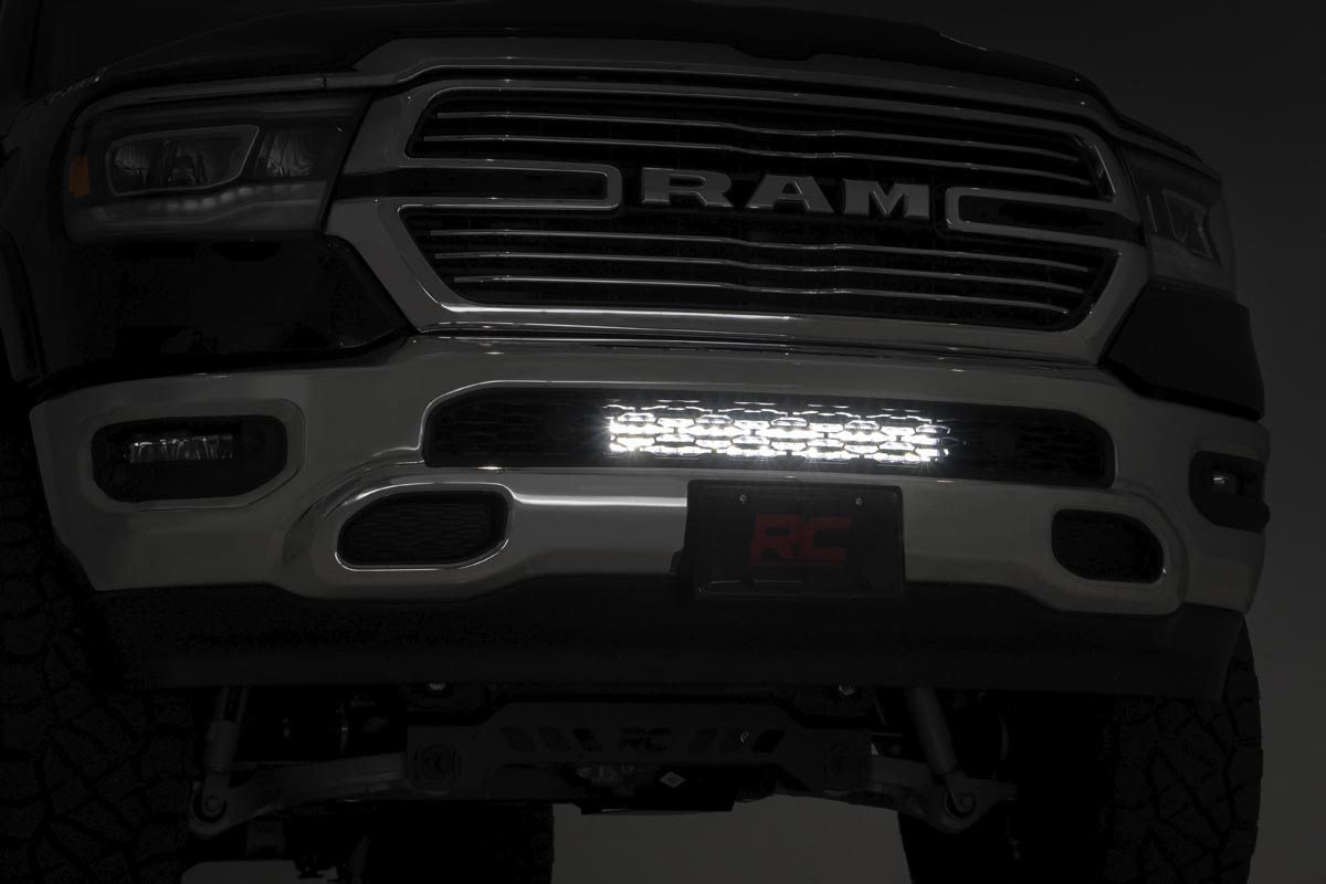 Rough Country 70780 LED Light Kit | Bumper Mount | 20" Chrome Dual Row | White DRL | Ram 1500 (19-24)