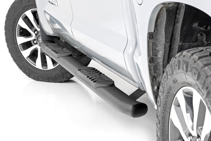 Rough Country 21009 Oval Nerf Step | Crew Cab | Black | Toyota Tundra 2WD/4WD (2007-2021)