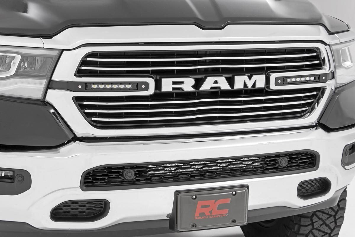 Rough Country 70783 Dual 6in LED Grille Kit | Black Slimline | Ram 1500 2WD/4WD (2019-2024)