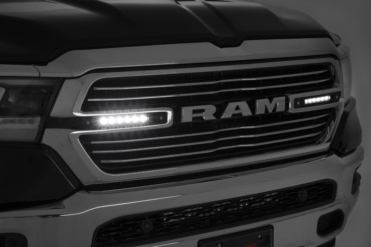 Rough Country 70784 Dual 6in LED Grille Kit | Chrome Slimline | Ram 1500 2WD/4WD (2019-2024)