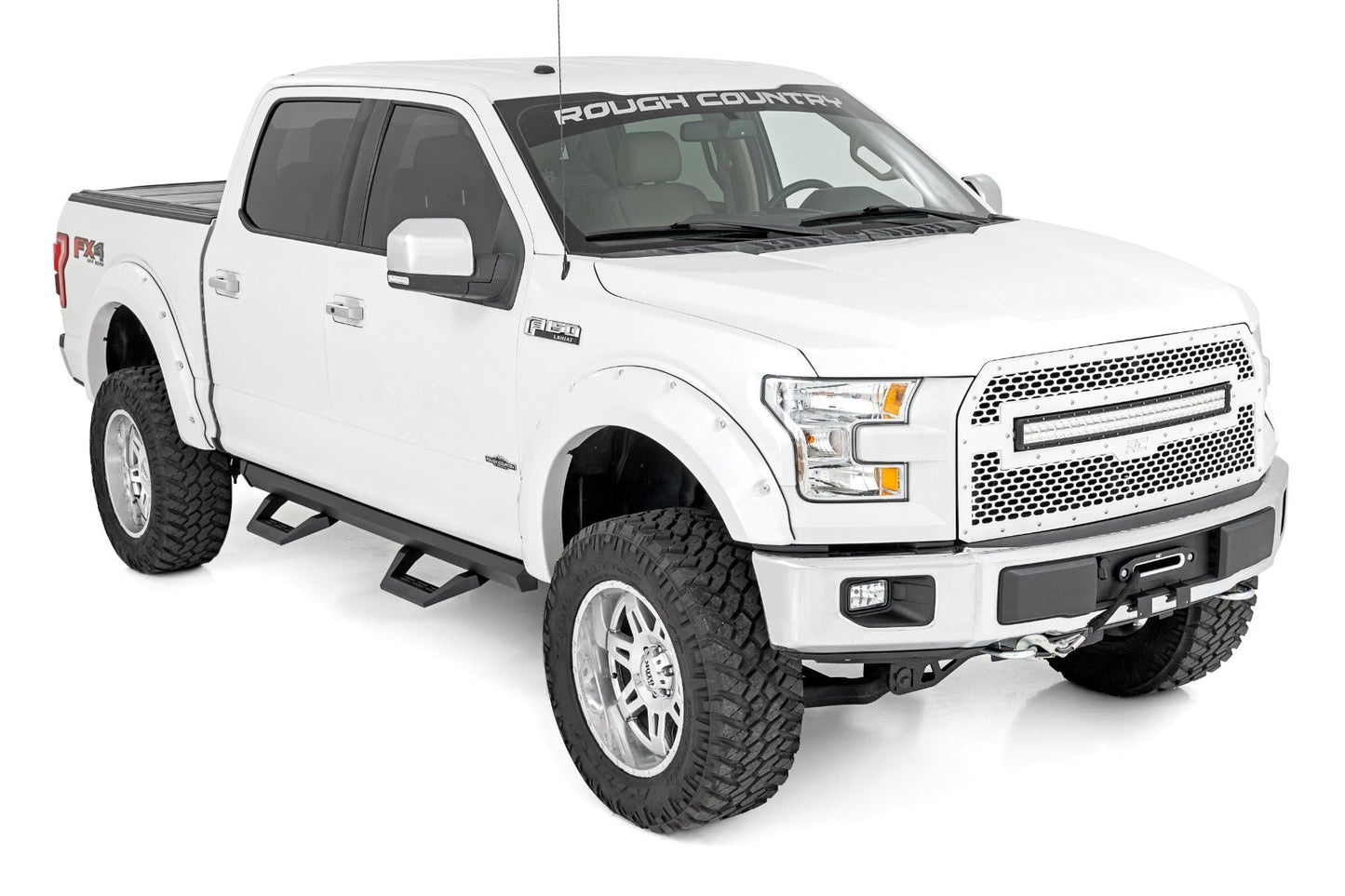 Rough Country 51008A SRX2 Adj Aluminum Step | Crew Cab | Ford F-150/Lightning/F-250/F-350/Raptor (15-25)