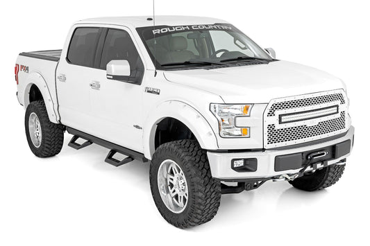 Rough Country 51008A SRX2 Adj Aluminum Step | Crew Cab | Ford F-150/Lightning/F-250/F-350/Raptor (15-25)
