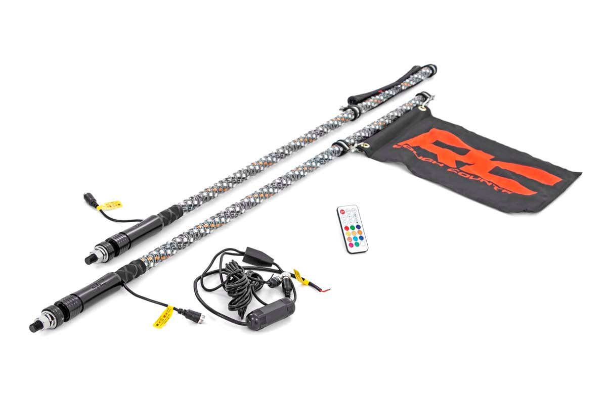 Rough Country 93004 Multi-Color LED | Whip | 4' Long | Pair
