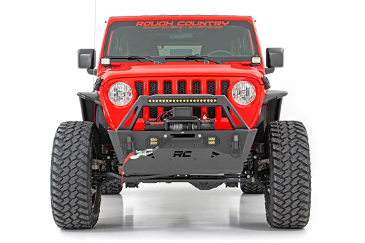 Rough Country 10597A Front Bumper | Stubby | Trail | Jeep Gladiator JT/Wrangler JK & JL/Wrangler Unlimited