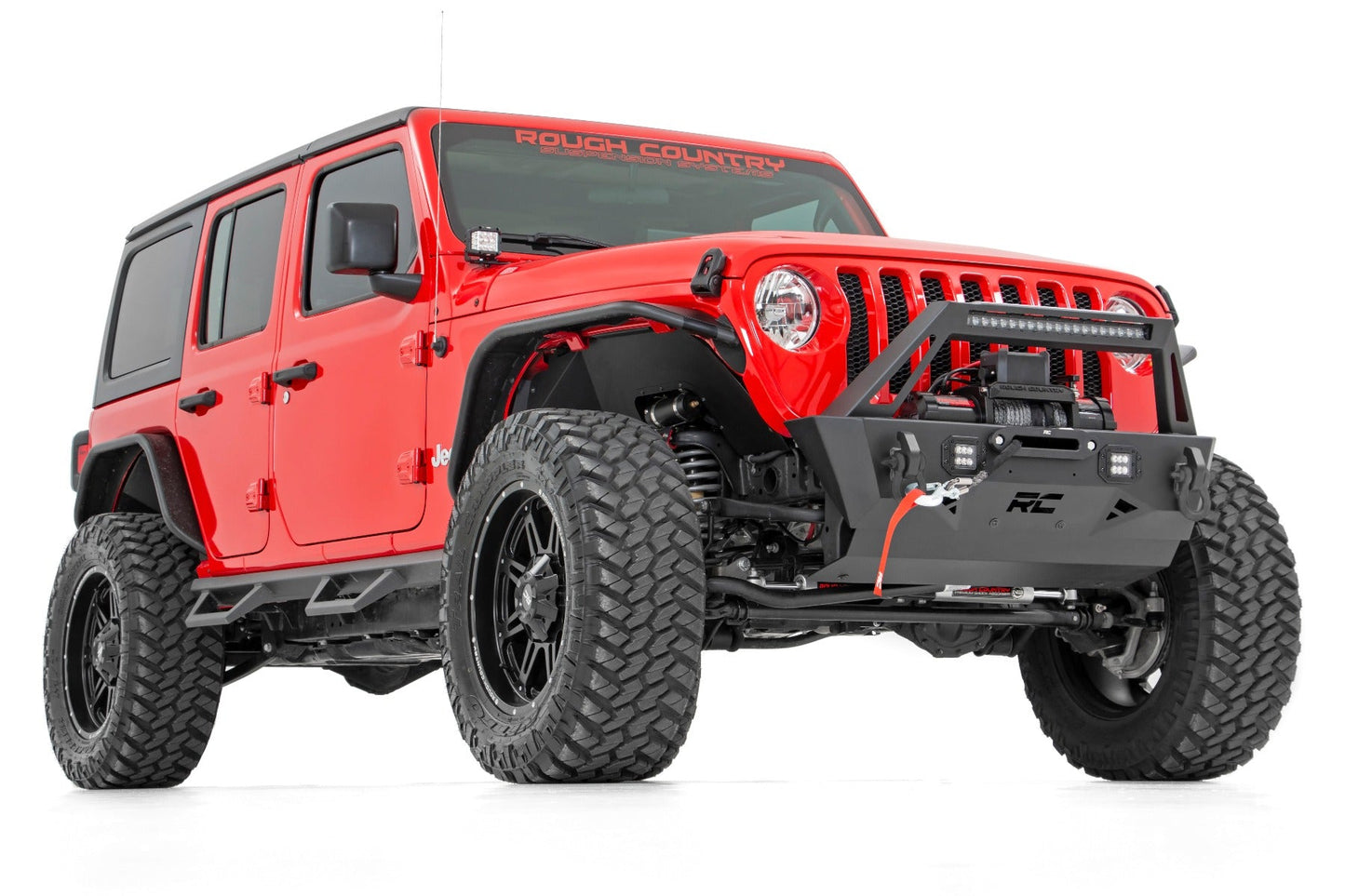 Rough Country 10597A Front Bumper | Stubby | Trail | Jeep Gladiator JT/Wrangler JK & JL/Wrangler Unlimited