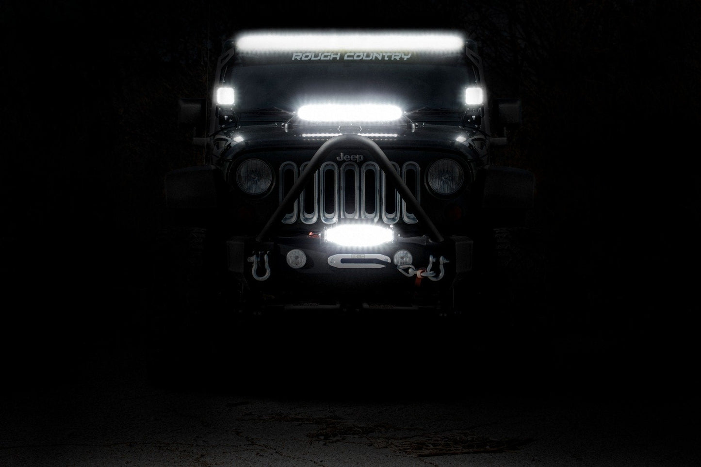 Rough Country 70950BDA 50 Inch Black Series LED Light Bar | Dual Row | Amber DRL