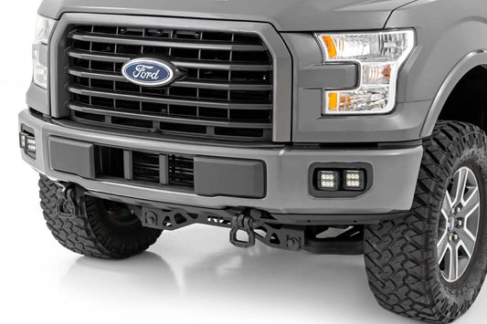 Rough Country 70831 LED Light Kit | Fog Mount | Dual 2" Black Pairs | SAE | Ford F-150 (15-17)