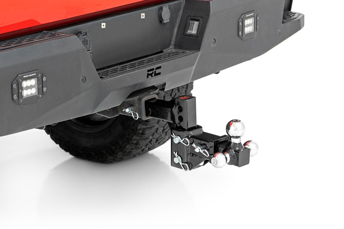 Rough Country 99100 Adjustable Trailer Hitch | 6 Inch Drop | Multi-Ball Mount | Fits 2 Inch Receiver