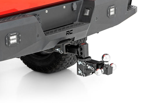 Rough Country 99100 Adjustable Trailer Hitch | 6 Inch Drop | Multi-Ball Mount | Fits 2 Inch Receiver