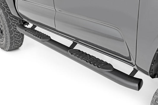 Rough Country 21008 Oval Nerf Step | Double Cab | Black | Toyota Tacoma 2WD/4WD (2005-2023)