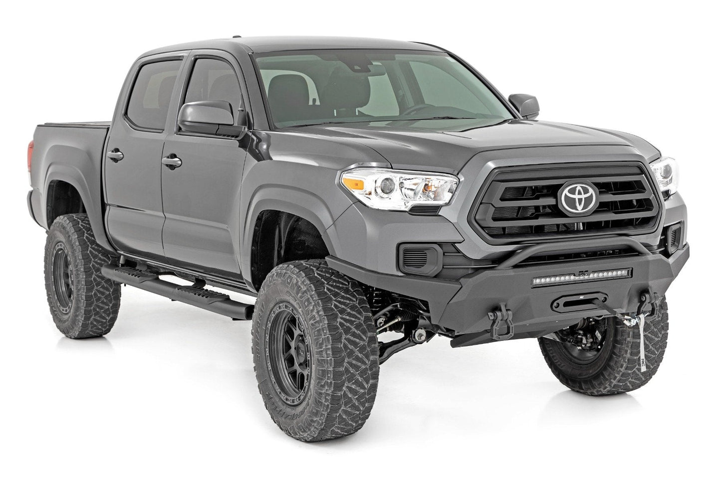 Rough Country 21008 Oval Nerf Step | Double Cab | Black | Toyota Tacoma 2WD/4WD (2005-2023)