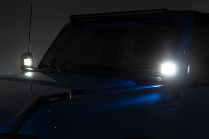 Rough Country 71047 LED Light Kit | Ditch Mount | 2" Black Pair | Spot Pattern | Ford Bronco (21-25)