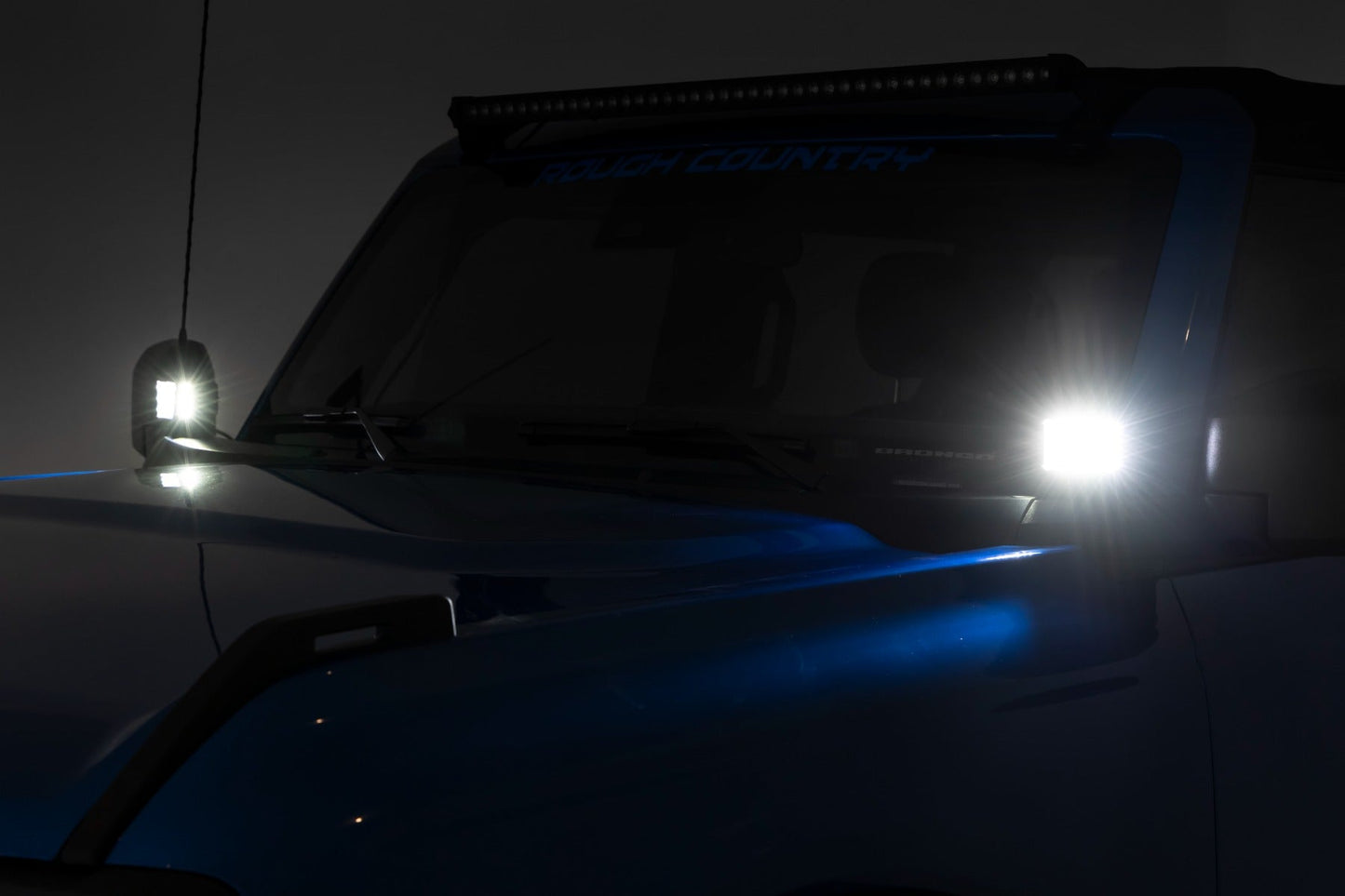 Rough Country 71048 LED Light Kit | Ditch Mount | 2" Black Pair | White DRL | Ford Bronco (21-25)