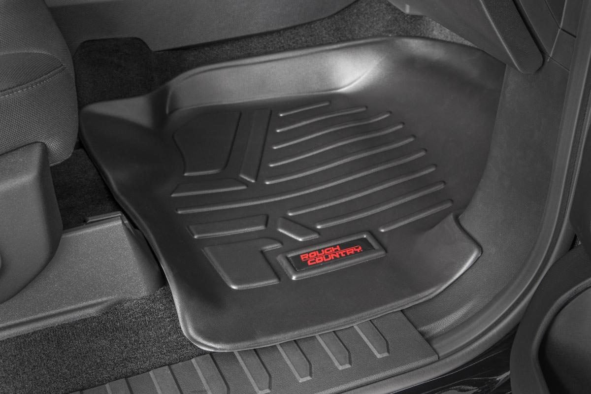 Rough Country M-51515 Floor Mats | FR & RR | FR Buckets | Ford F-150 (15-25)/F-150 Lightning (22-25)/Raptor (17-25)