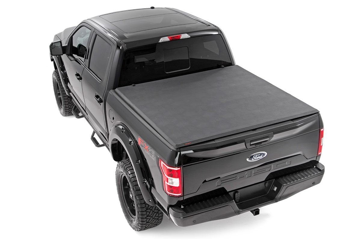 Rough Country 41515650A Soft Tri-Fold Bed Cover | 6'7" Bed | Ford F-150 (15-20)/Raptor (17-20)