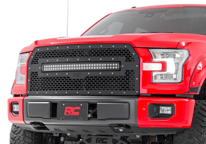 Rough Country 70193DRL Mesh Grille | 30" Dual Row LED | Black Ser | Ford F-150 2WD/4WD (2015-2017)