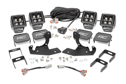 Rough Country 70628DRLA LED Light Kit | Fog Mount | 2" Black Pair | Amber DRL | Chevy Silverado 2500 HD/3500 HD (11-14)