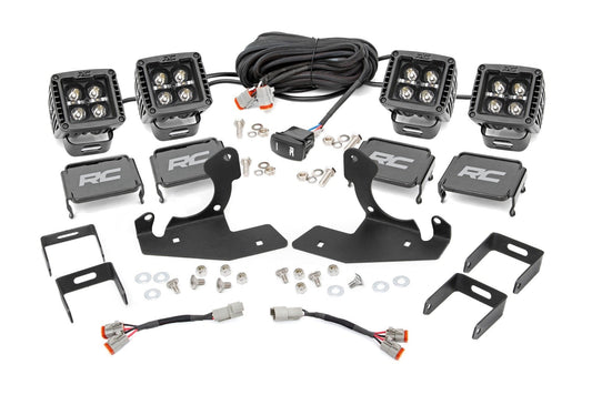 Rough Country 70628DRLA LED Light Kit | Fog Mount | 2" Black Pair | Amber DRL | Chevy Silverado 2500 HD/3500 HD (11-14)