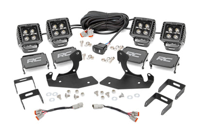 Rough Country 70762DRLA LED Light Kit | Fog | 2" Black Pairs x2 | White DRL | Chevy Silverado 1500/2500HD/3500HD 2WD/4WD