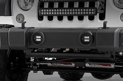Rough Country 70630 LED Light Kit | Fog Mount | 2" Black Pair | Jeep Wrangler JK/Wrangler Unlimited (10-18)