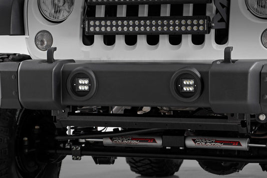 Rough Country 70630 LED Light Kit | Fog Mount | 2" Black Pair | Jeep Wrangler JK/Wrangler Unlimited (10-18)