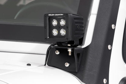 Rough Country 70044 LED Light Mount | Lower Windshield | Pod | Jeep Wrangler JK/Wrangler Unlimited (07-18)