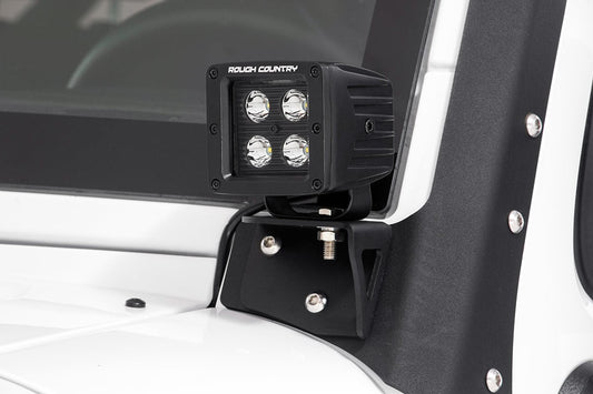 Rough Country 70044 LED Light Mount | Lower Windshield | Pod | Jeep Wrangler JK/Wrangler Unlimited (07-18)