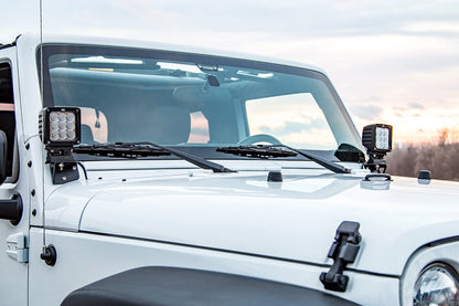 Rough Country 6004 Light Mounts | Lower Windshield | Jeep Wrangler JK/Wrangler Unlimited  (07-18)