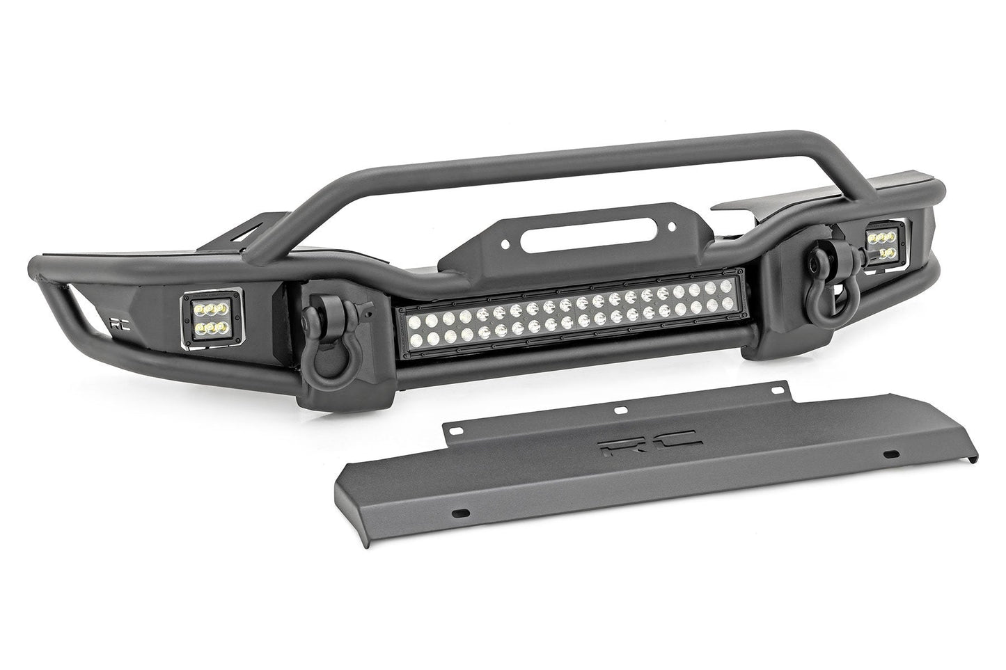 Rough Country 10647 Front Winch Bumper | Tubular | Skid Plate | Jeep Gladiator JT/Wrangler JK & JL/Wrangler Unlimited