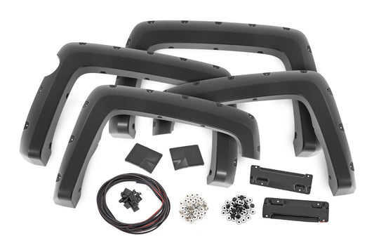 Rough Country F-C11413A-GAZ Pocket Fender Flares | 5'9" Bed | GAZ Summit White | Chevy Silverado 1500 (14-18 & Classic)