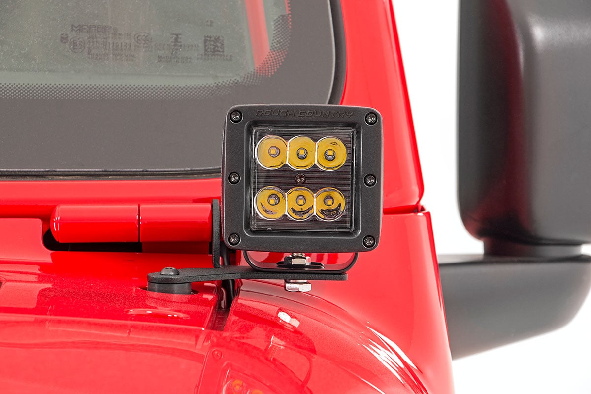 Rough Country 70052DRLA LED Light Kit | Hinge Mount | 2" Black Pair | Amber DRL | Jeep Gladiator JT/Wrangler JL (18-25)