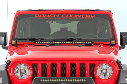 Rough Country 70052DRL LED Light Kit | Hinge Mount | 2" Black Pair | White DRL | Jeep Gladiator JT/Wrangler JL (18-25)
