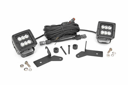 Rough Country 70052 LED Light Kit | Hinge Mount | 2" Black Pair | Jeep Gladiator JT/Wrangler JL (18-25)