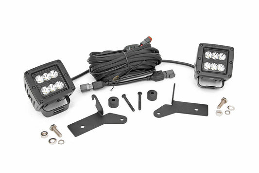 Rough Country 70052 LED Light Kit | Hinge Mount | 2" Black Pair | Jeep Gladiator JT/Wrangler JL (18-25)