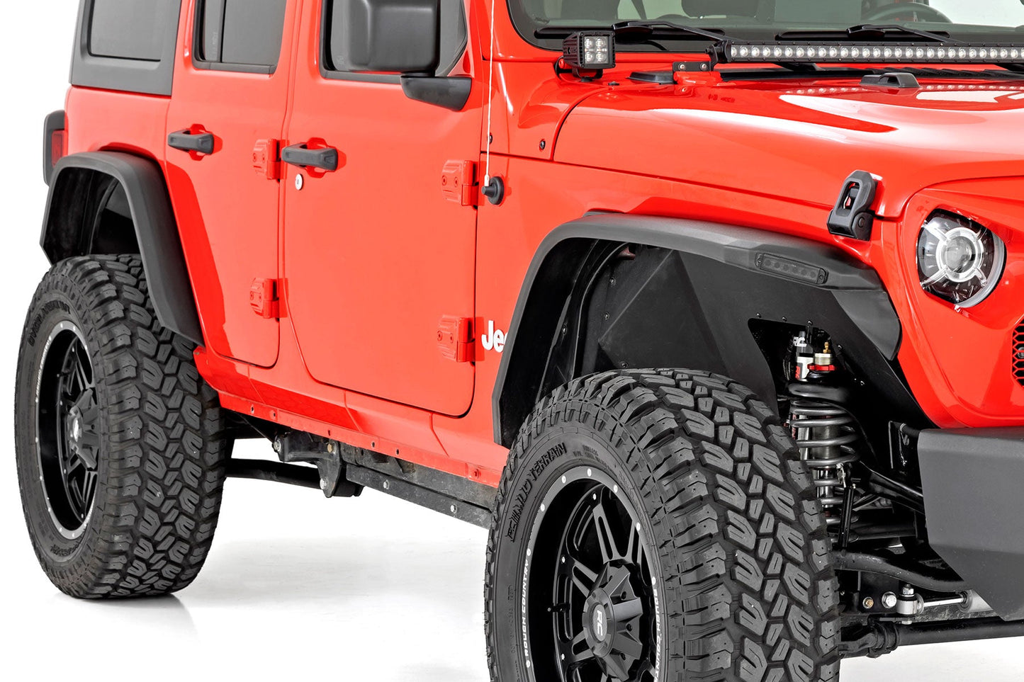 Rough Country 99036 High Clearance LED Flat Fender Flare Kit | UV Treated | Jeep Wrangler JL (18-24)