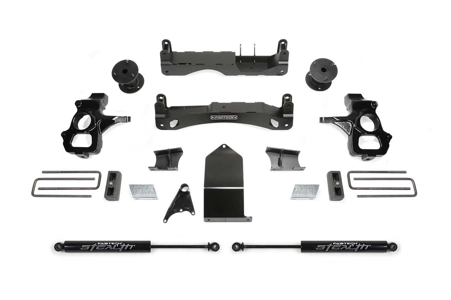 Fabtech 4" BASIC SYS W/ STEALTH 14-18 GM C/K1500 P/U W/ OE ALM OR STMP STL UCA