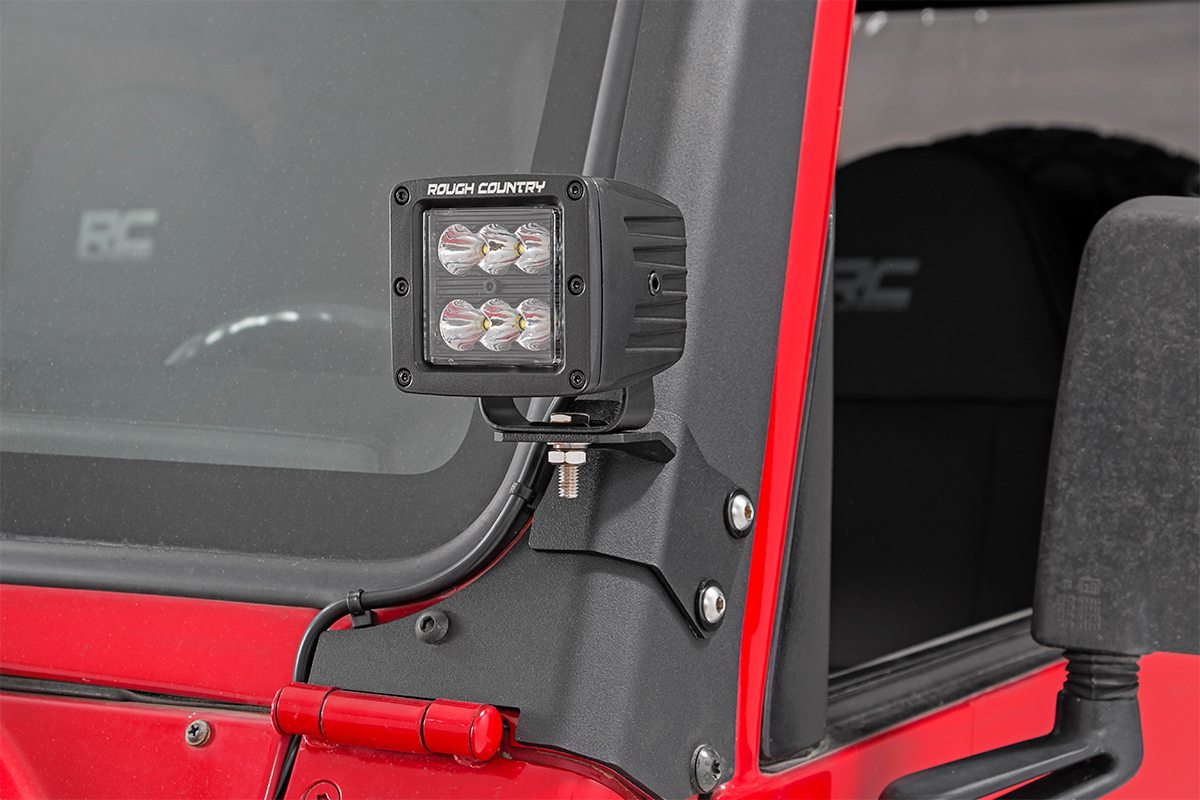 Rough Country 70046 LED Light Mount | Lower A-Pillar | Pod | Jeep Wrangler TJ (97-06)/Wrangler Unlimited (04-06)
