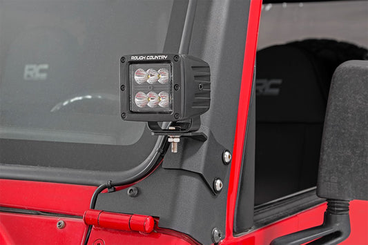 Rough Country 70046 LED Light Mount | Lower A-Pillar | Pod | Jeep Wrangler TJ (97-06)/Wrangler Unlimited (04-06)