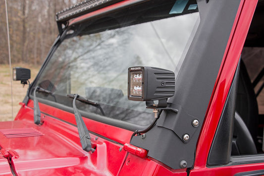Rough Country 70046 LED Light Mount | Lower A-Pillar | Pod | Jeep Wrangler TJ (97-06)/Wrangler Unlimited (04-06)