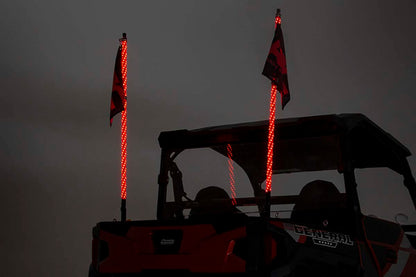 Rough Country 93004 Multi-Color LED | Whip | 4' Long | Pair