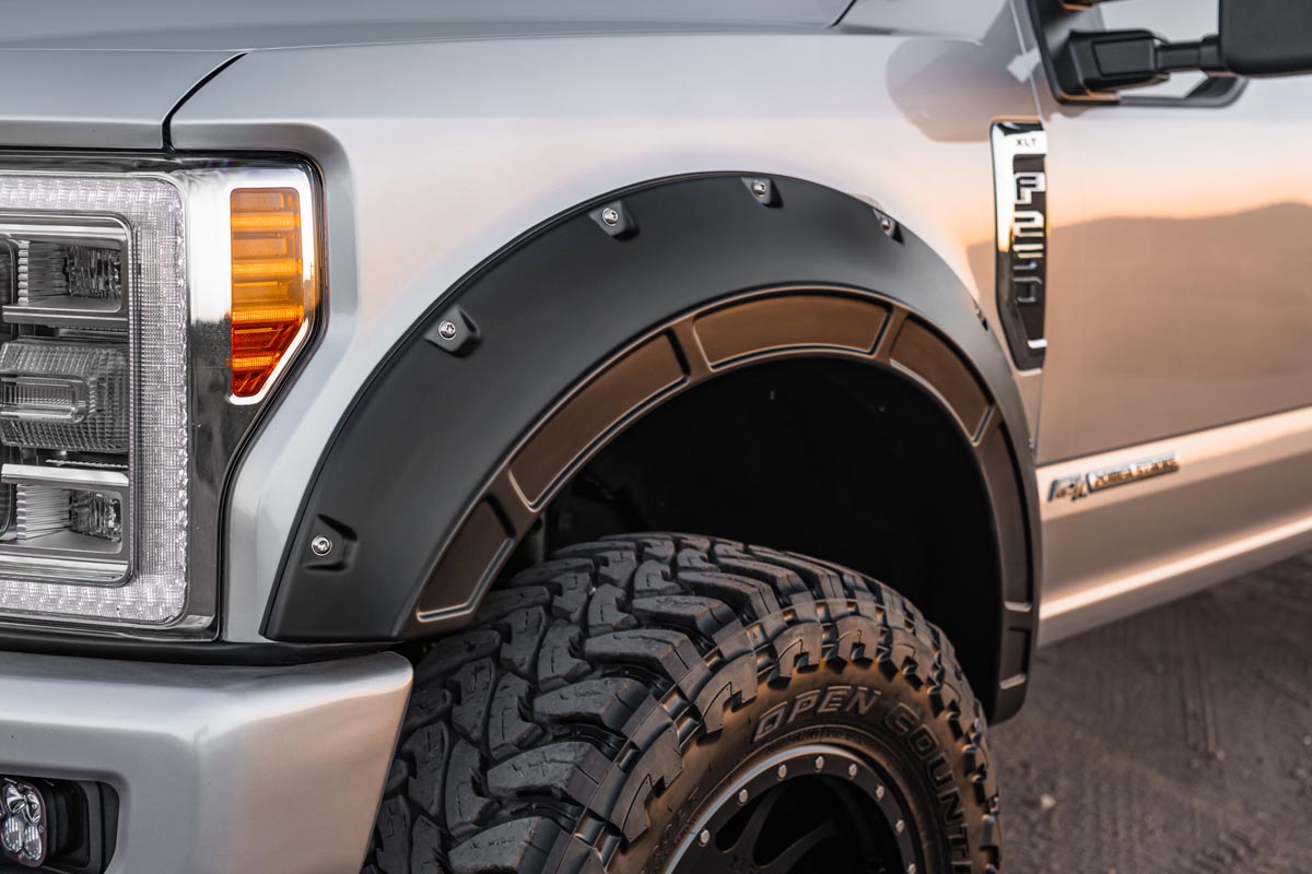 Rough Country A-F21112-G1 Fender Flares | Defender | G1 Absolute Black | Ford F-250/F-350 Super Duty (17-22)