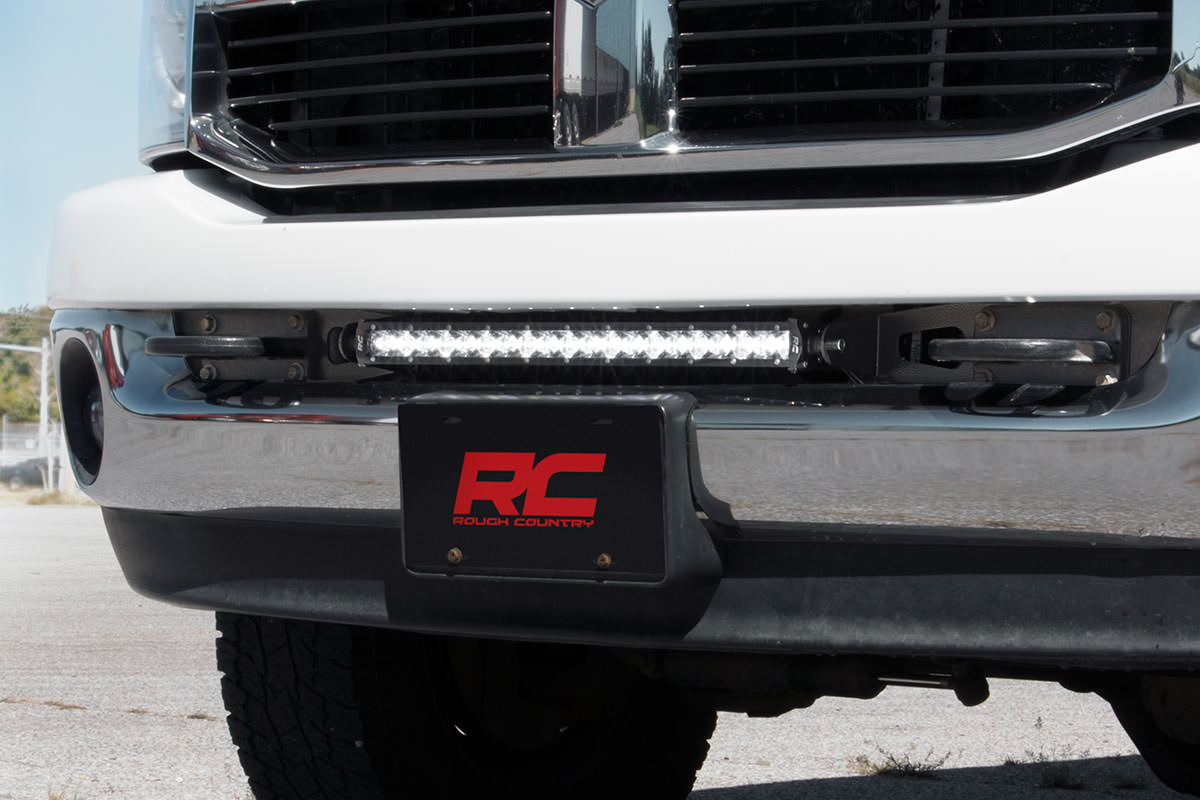 Rough Country 70568BLDRL LED Light Kit | Bumper Mount | 20" Black Single Row | White DRL | Ram 2500/3500 (10-18)