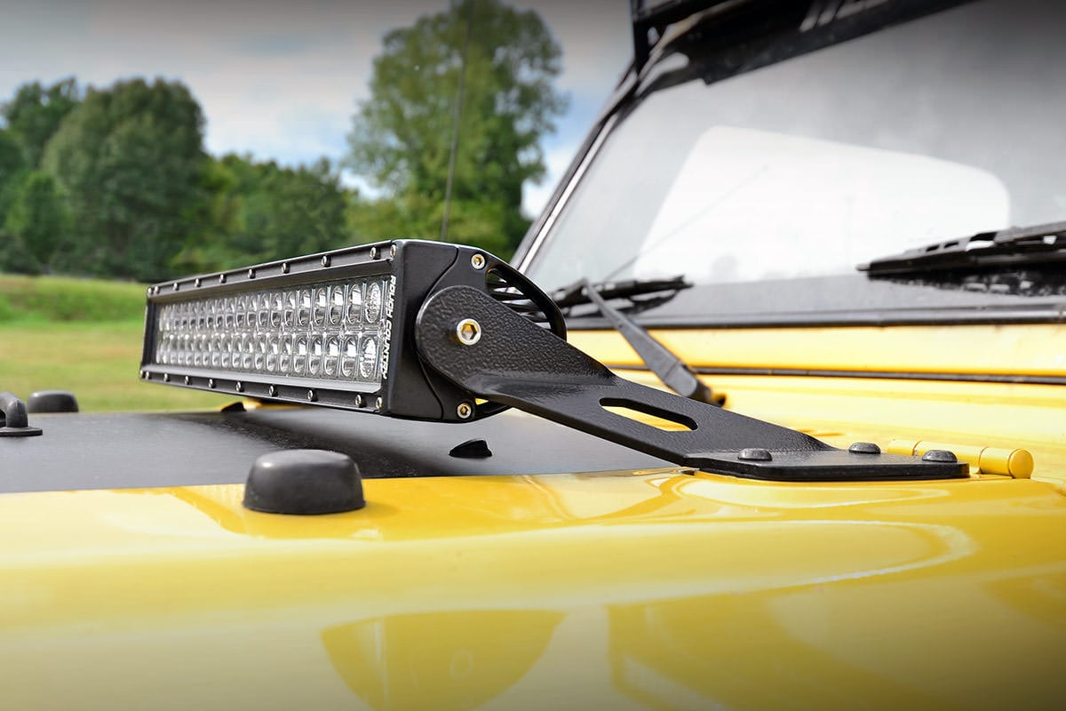 Rough Country 70210 LED Light Mount | Hood | 20" | Jeep Wrangler TJ (97-06)/Wrangler Unlimited (04-06)