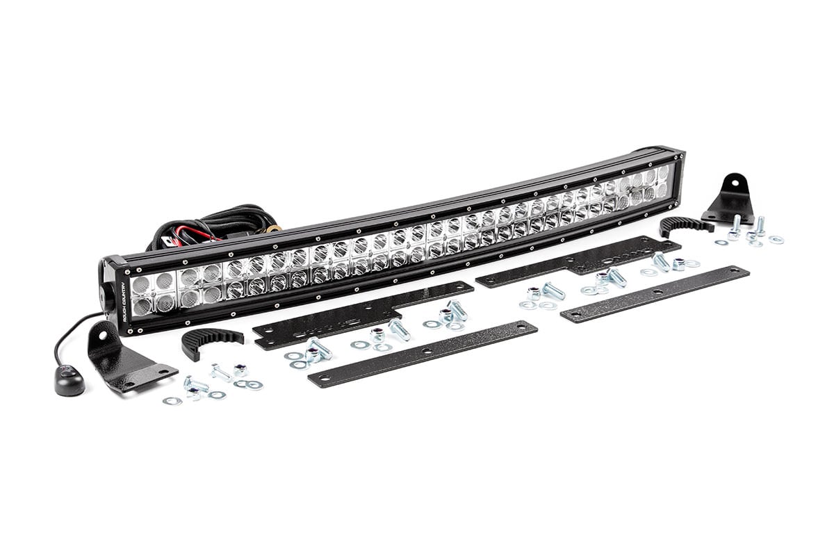Rough Country 70624 LED Light Kit | Behind Grille Mount | 30" Black Dual Row | White DRL | Chevy Silverado 1500 (14-15)