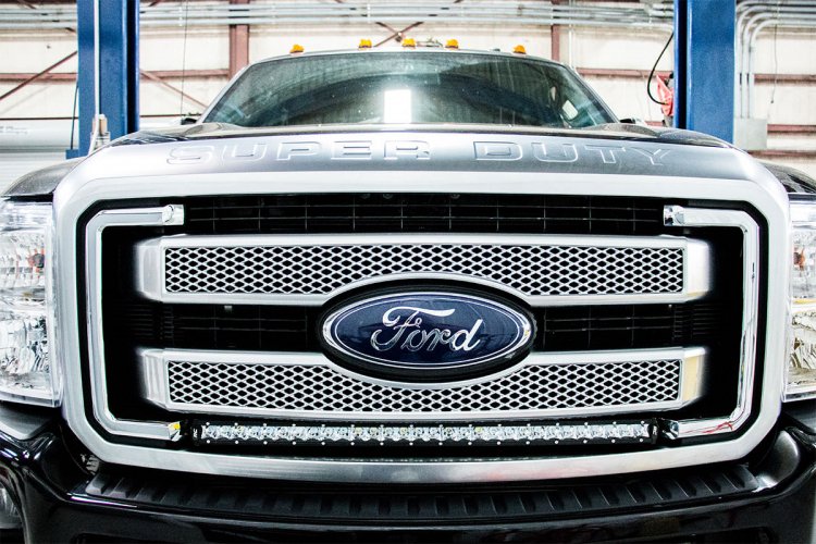 Rough Country 70530BLDRL LED Light Kit | Grill | 30" Black Single Row | White DRL | Ford F-250/F-350 Super Duty (11-16)