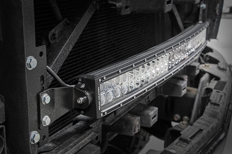 Rough Country 70624 LED Light Kit | Behind Grille Mount | 30" Black Dual Row | White DRL | Chevy Silverado 1500 (14-15)