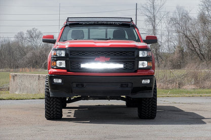 Rough Country 70624 LED Light Kit | Behind Grille Mount | 30" Black Dual Row | White DRL | Chevy Silverado 1500 (14-15)